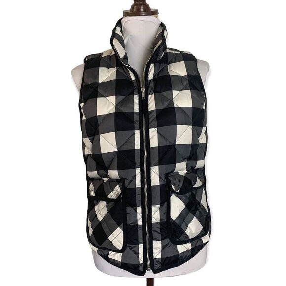 WOOLRICH women’s black and white plaid quilted vest sz S - Picture 1 of 3